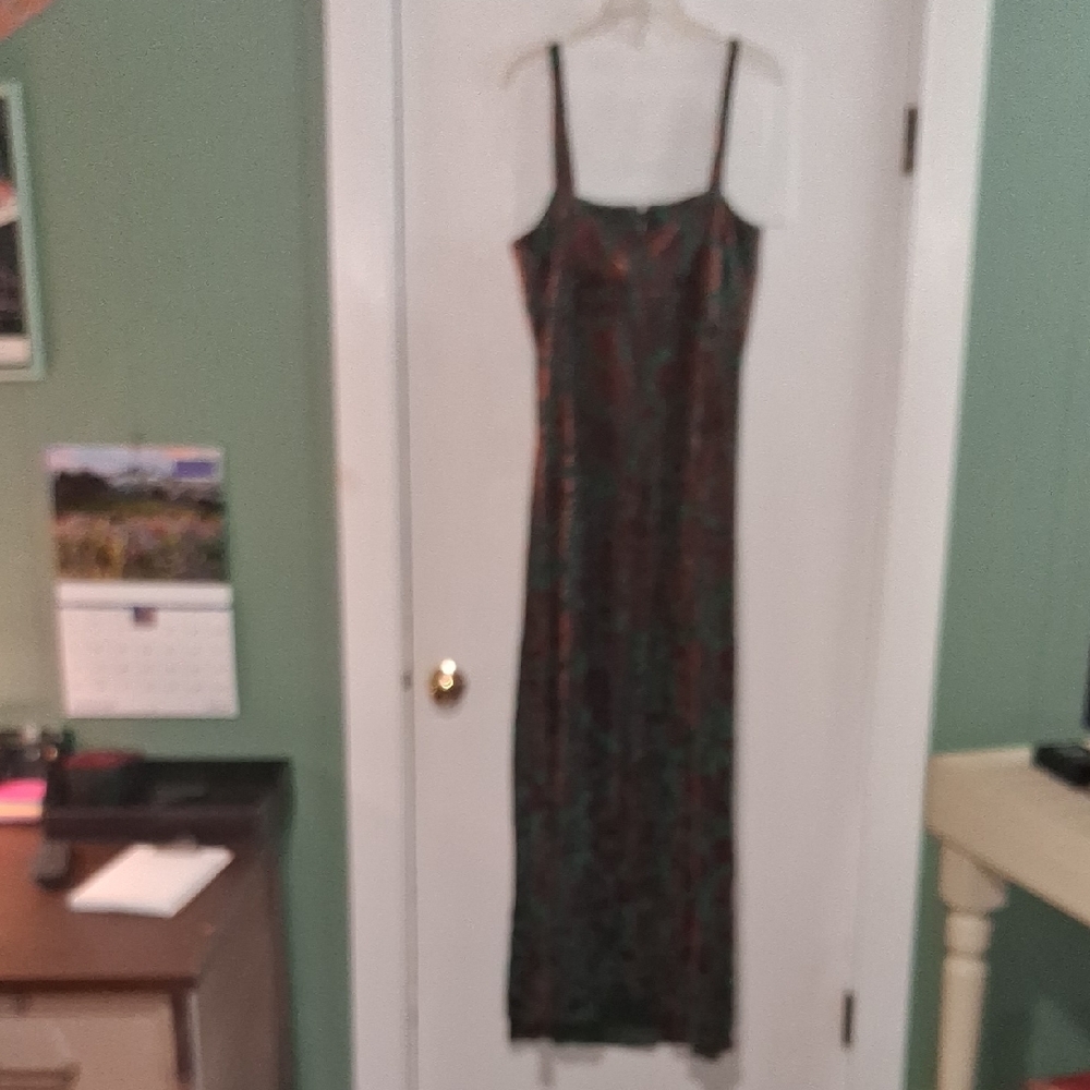 Azazie Green and Brown Floral Dress - Picture 3 of 4